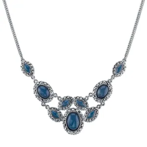 2028 Jewelry Multi Stone Textured Bib Necklace 16"   3" Extender 1928 Jewelry
