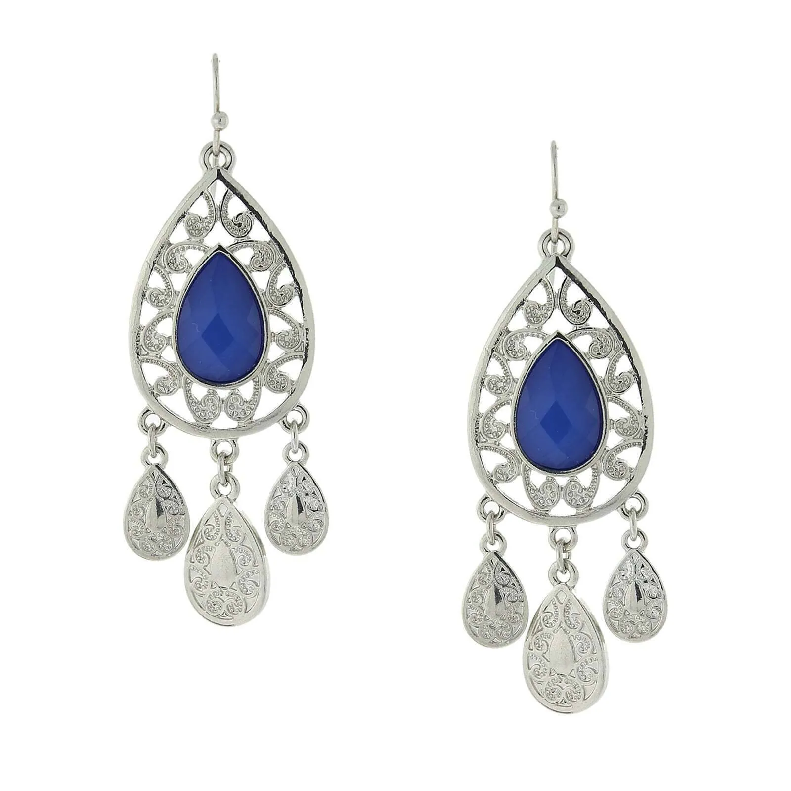 2028 Jewelry Multi Teardrop Filigree Stone Chandelier Earrings 1928 Jewelry