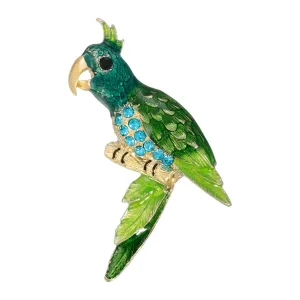2028 Jewelry Neotropic Enamel & Crystal Perched Parrot Pin 1928 Jewelry