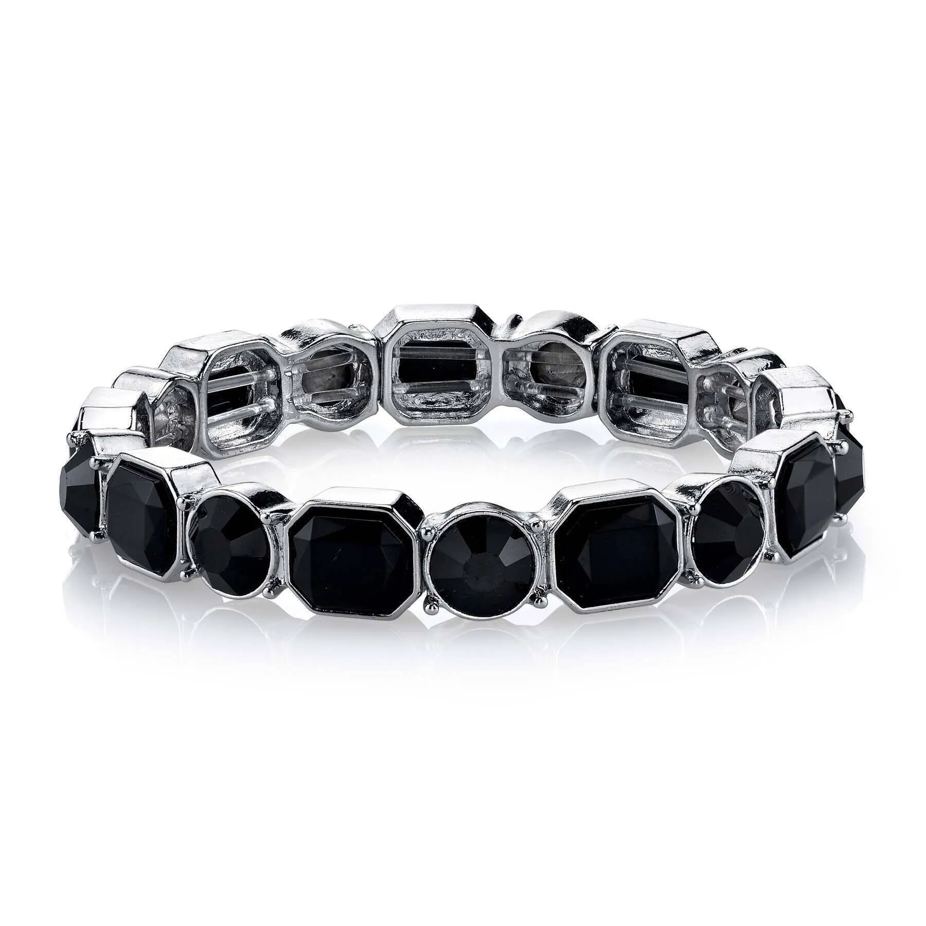 2028 Jewelry Octagon And Round Black Stone Stretch Bracelet 1928 Jewelry