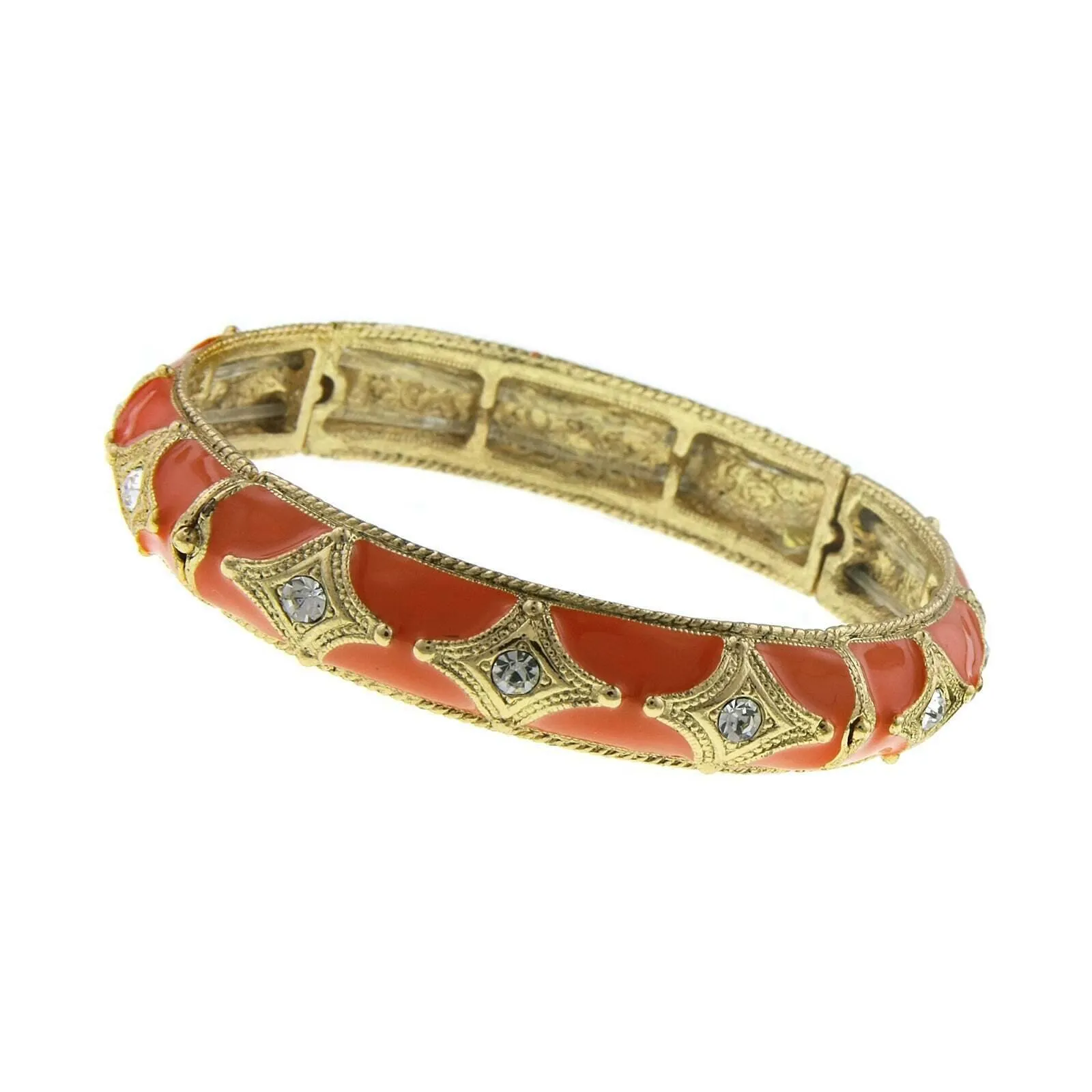 2028 Jewelry Orange With Crystal Enamel Stretch Bracelet 1928 Jewelry