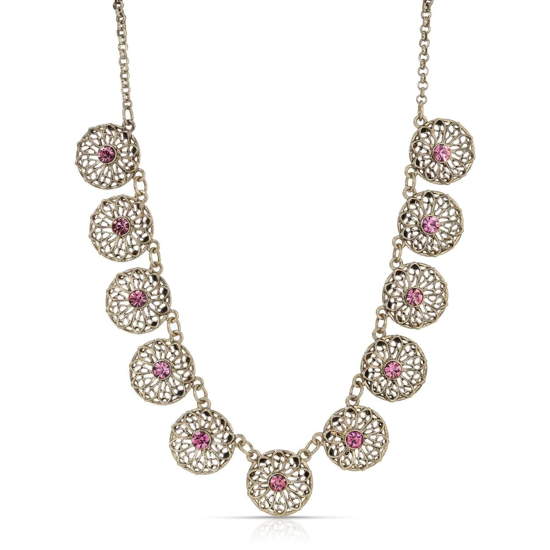 2028 Jewelry Ornate Floral Reverie Crystal Collar Necklace 16"   3" Extender 1928 Jewelry