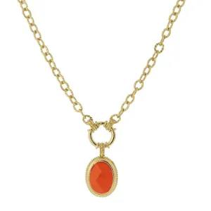 2028 Jewelry Oval Faceted Semi-Transparent Pendant Necklace 16"   3" Extender 1928 Jewelry