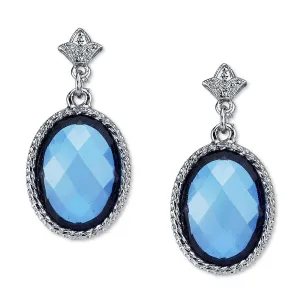 2028 Jewelry Oval Faceted Stone Floral Post Drop Earrings 1928 Jewelry