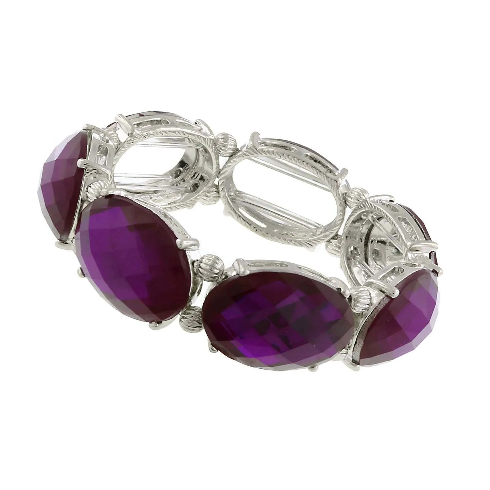 2028 Jewelry Oval Faceted Stretch Bracelet 1928 Jewelry