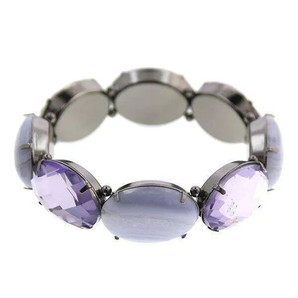 2028 Jewelry Oval Semi Precious & Crystal Stone Stretch Bracelet 1928 Jewelry