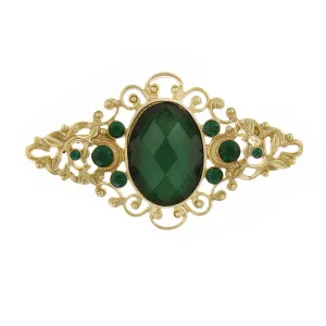 2028 Jewelry Oval Tourmaline Green Stone Emerald Green Crystal Filigree Pin 1928 Jewelry
