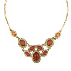 2028 Jewelry Padparadscha Fuchsia Siam Red Bib Necklace 16"   3" Extender 1928 Jewelry