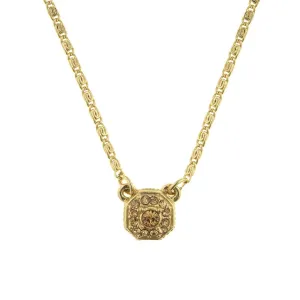 2028 Jewelry Petite Octagon Crystal Pendant Necklace 16"   3" Extender 1928 Jewelry