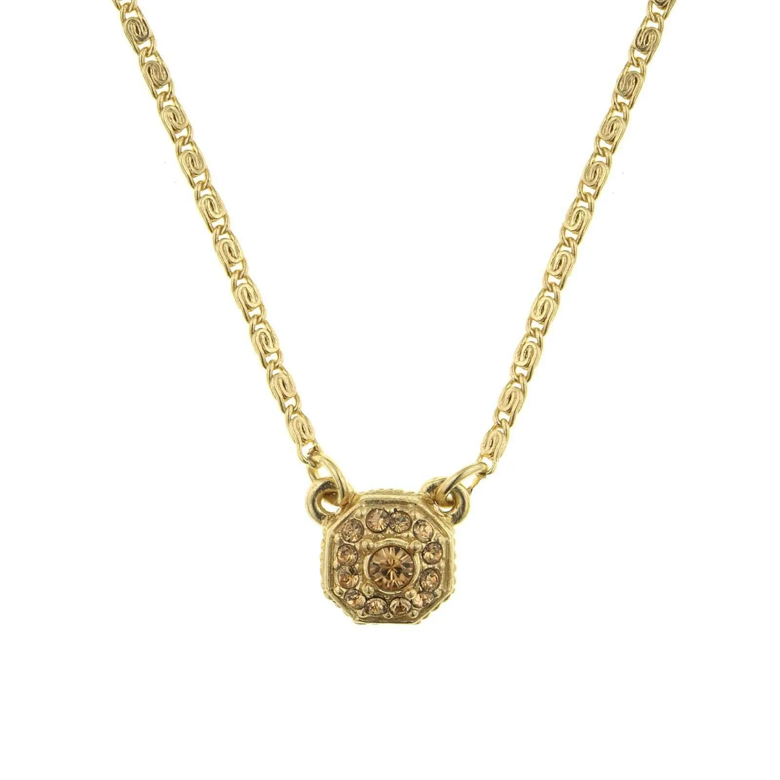 2028 Jewelry Petite Octagon Crystal Pendant Necklace 16"   3" Extender 1928 Jewelry