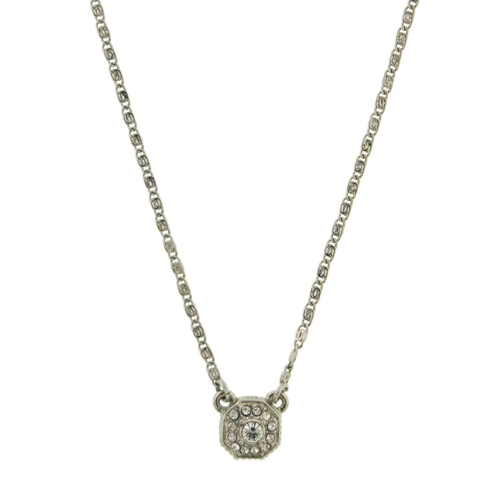 2028 Jewelry Petite Octagon Crystal Pendant Necklace 16"   3" Extender 1928 Jewelry