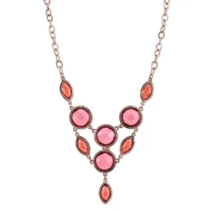 2028 Jewelry Pink-Orange And Raspberry Color Faceted Bib Necklace 16"   3" Extender 1928 Jewelry