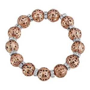2028 Jewelry Puffed Filigree Bead Rondelle Crystal Stretch Bracelet 1928 Jewelry