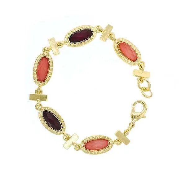 2028 Jewelry Raspberry & Peach Stone Chain Bracelet 1928 Jewelry