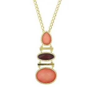 2028 Jewelry Raspberry & Peach Stone Drop Necklace 32" 1928 Jewelry