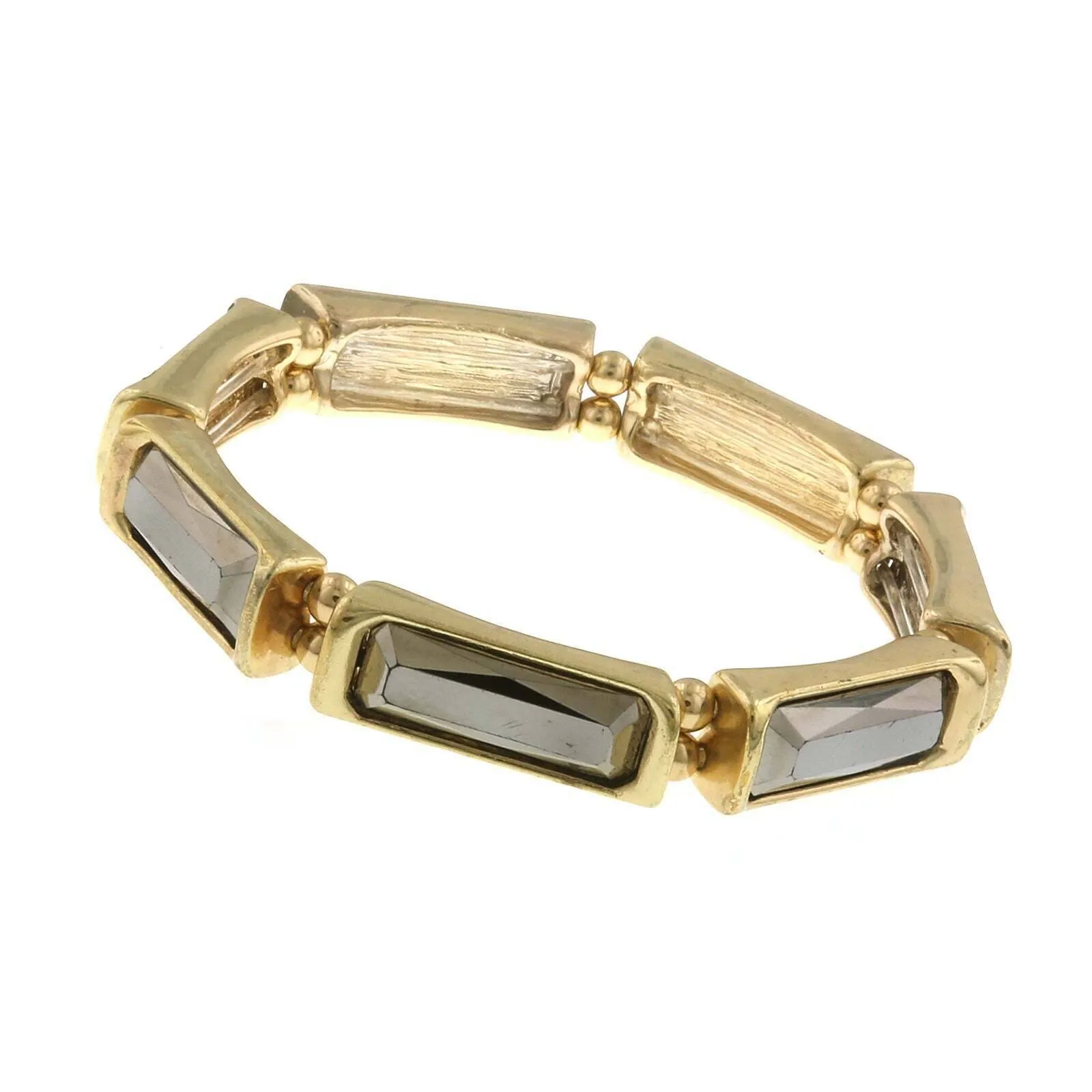 2028 Jewelry Rectangular Hematite Crystal Stretch Bracelet 1928 Jewelry