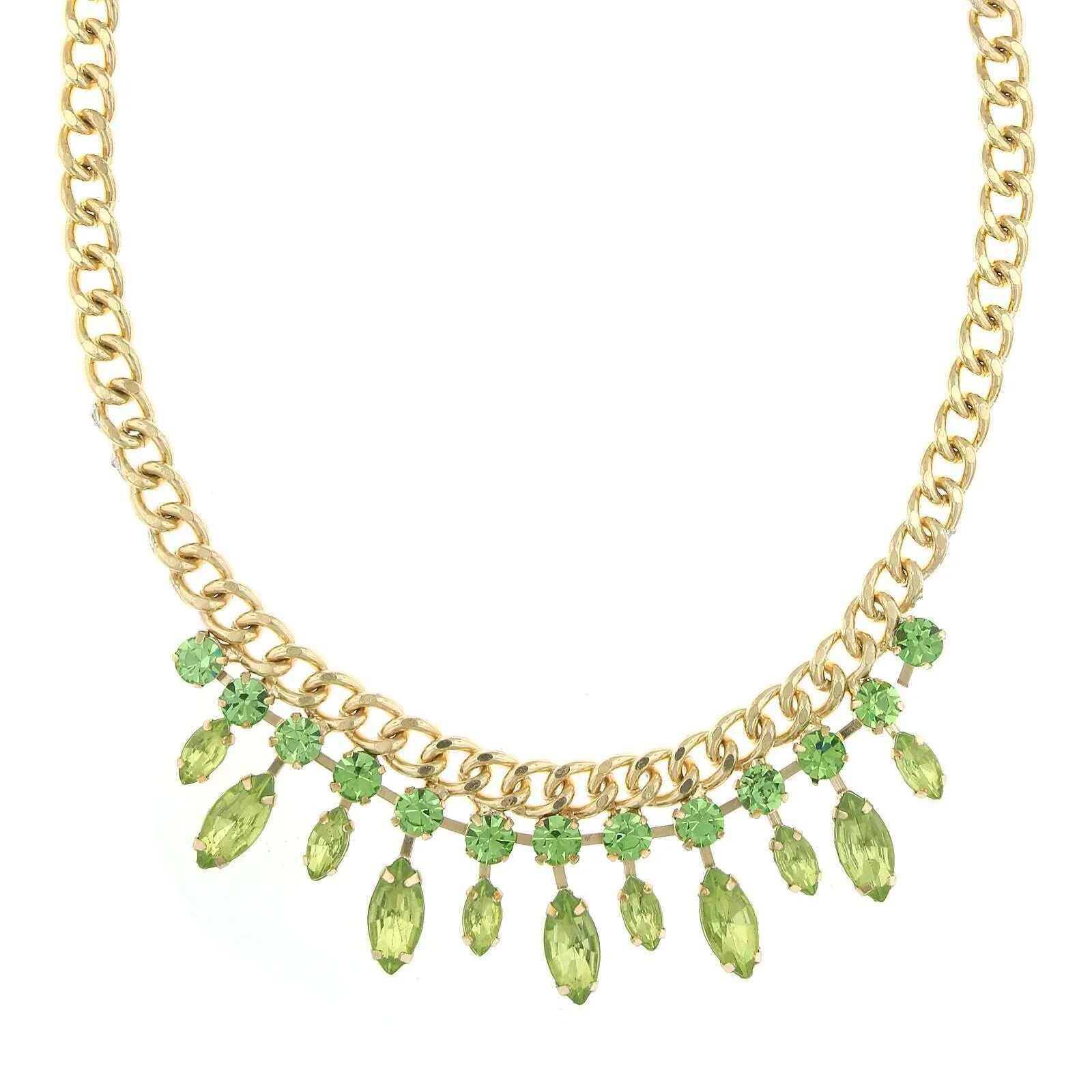 2028 Jewelry Round And Navette Crystal Collar Necklace 16"   3" Extender 1928 Jewelry