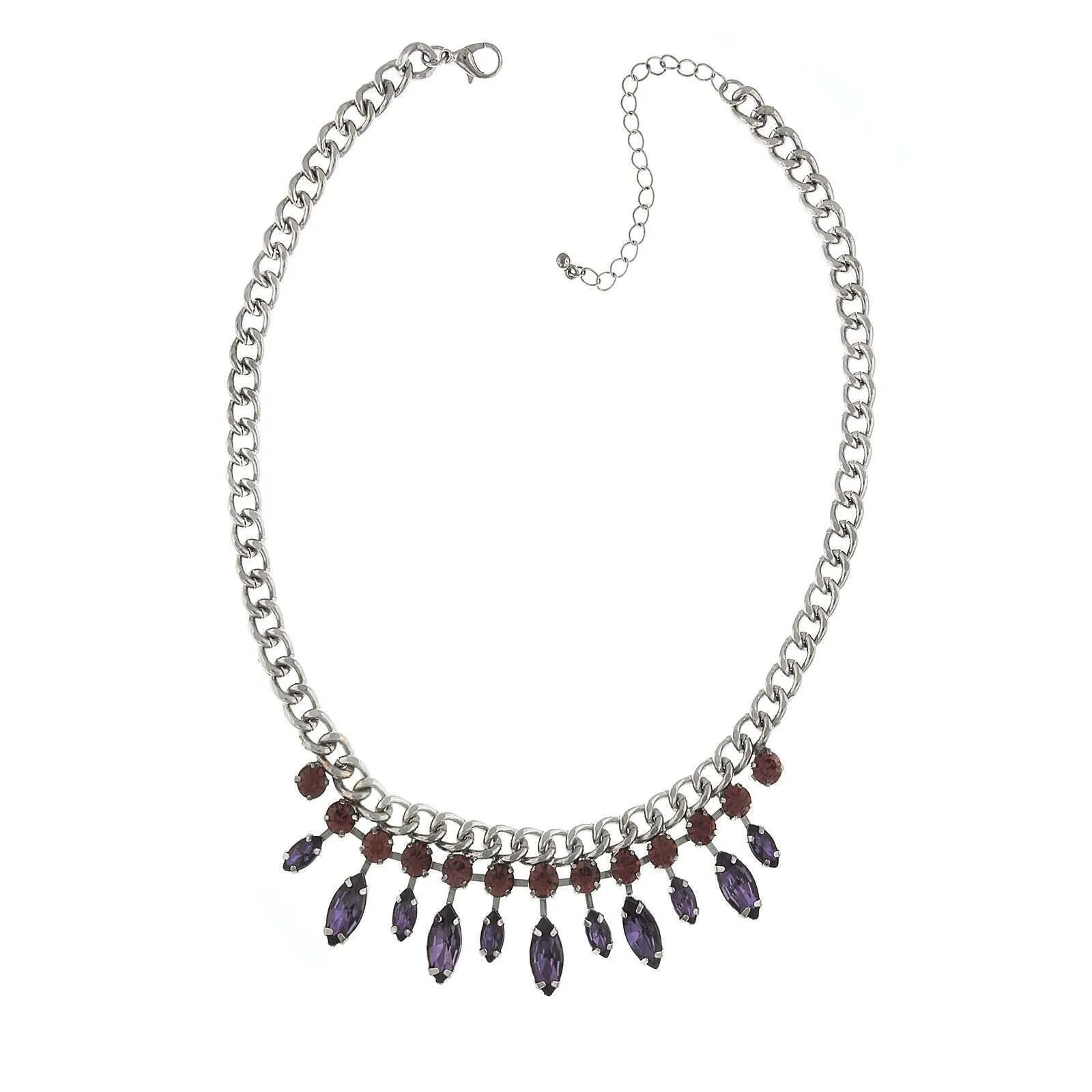 2028 Jewelry Round And Navette Crystal Collar Necklace 16"   3" Extender 1928 Jewelry