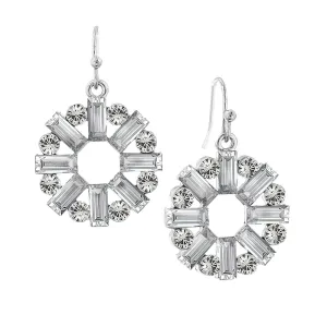 2028 Jewelry Round Art Deco Inspired Baguette Drop Earrings 1928 Jewelry