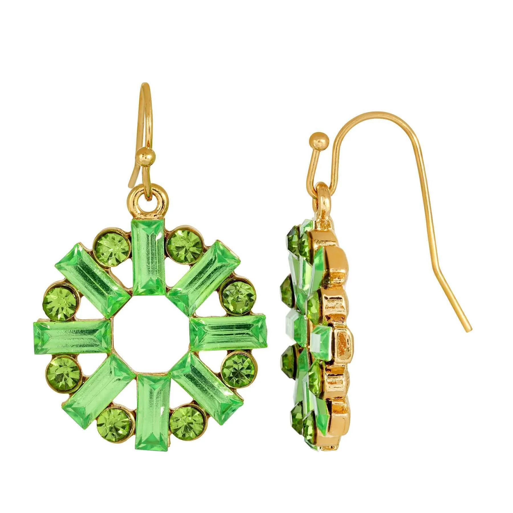 2028 Jewelry Round Art Deco Inspired Baguette Drop Earrings 1928 Jewelry