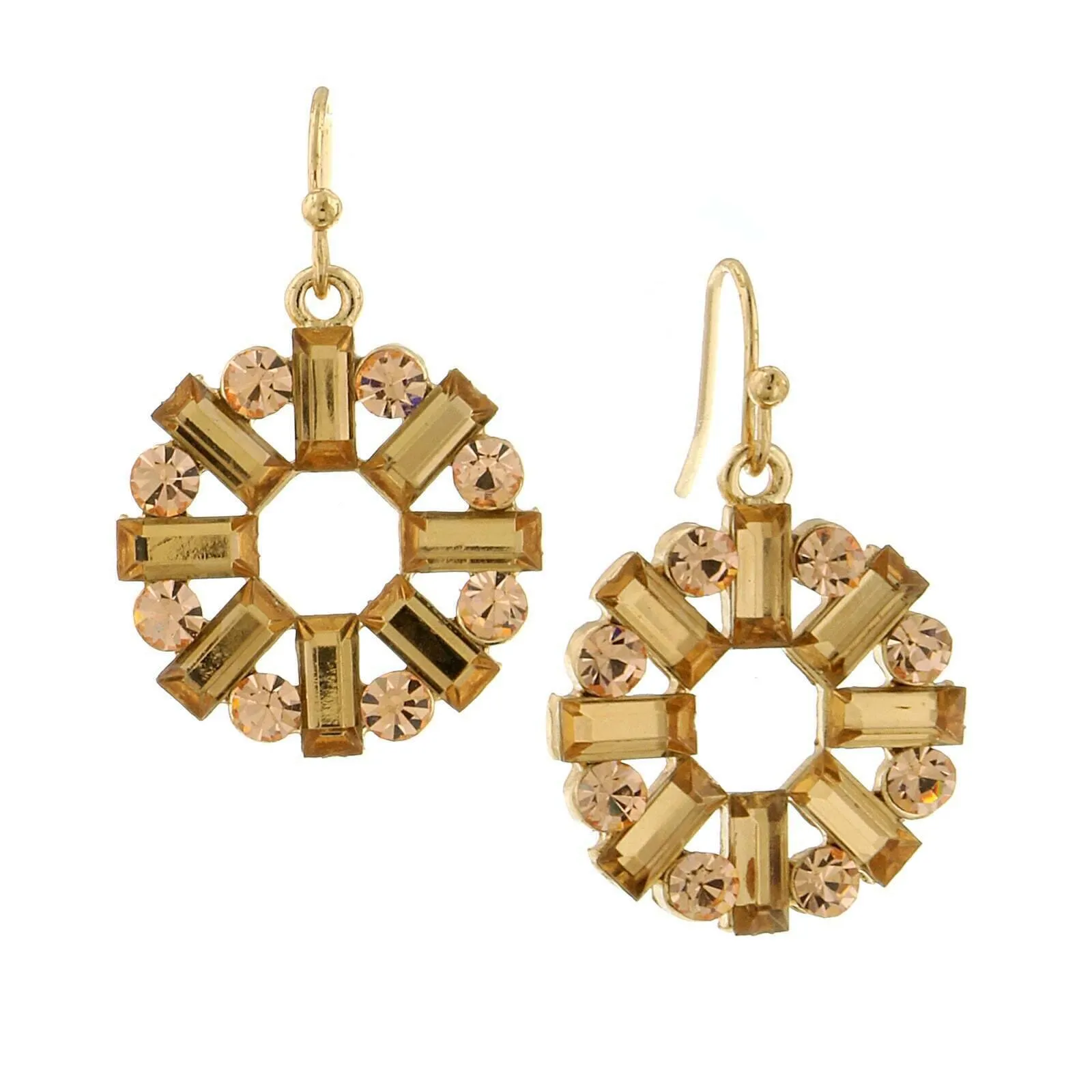 2028 Jewelry Round Art Deco Inspired Baguette Drop Earrings 1928 Jewelry