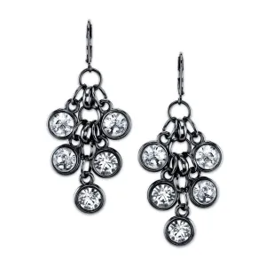 2028 Jewelry Round Crystal Cluster Link Chain Dangle Earrings 1928 Jewelry