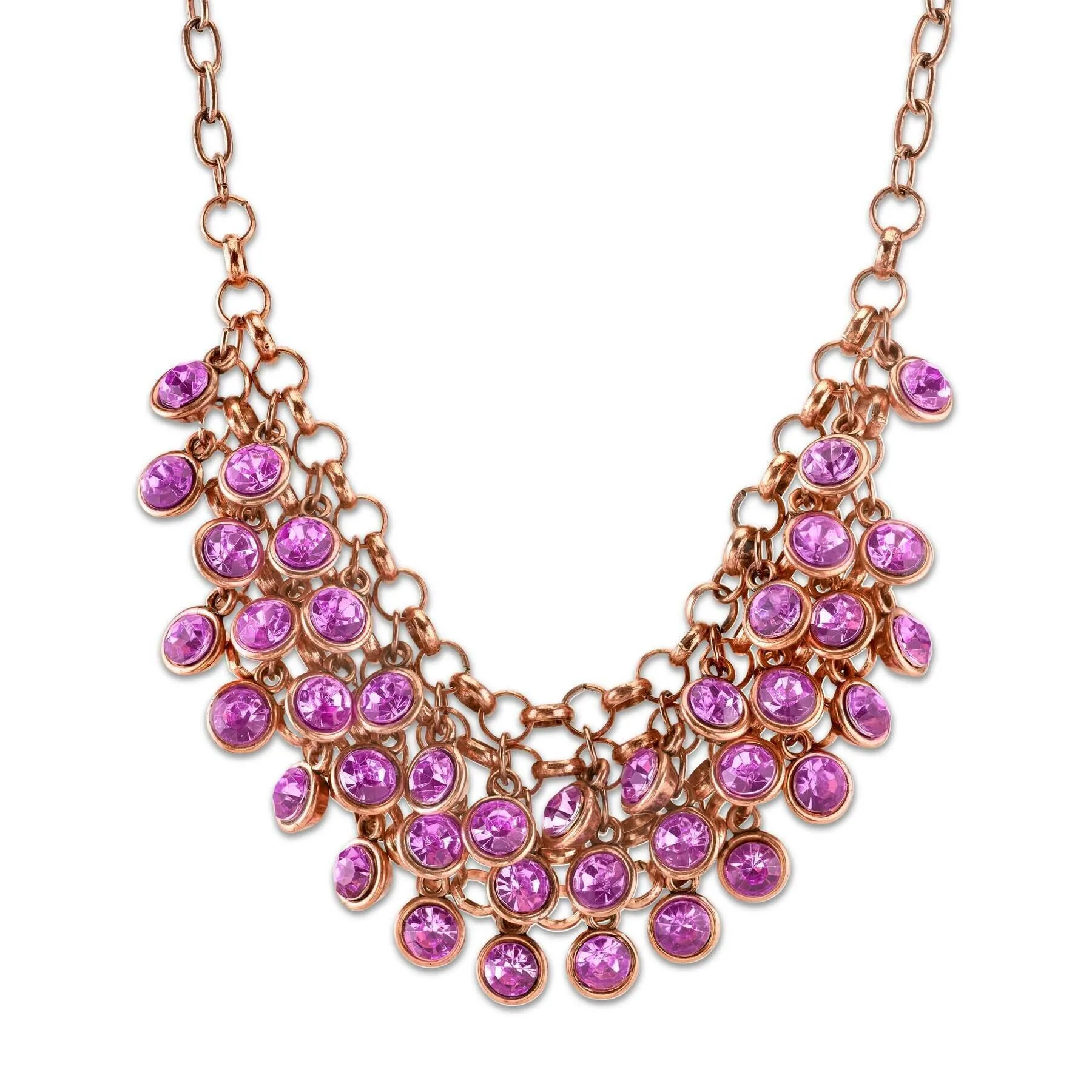 2028 Jewelry Round Multi Stone Cluster Bib Necklace 16"   3" Extender 1928 Jewelry