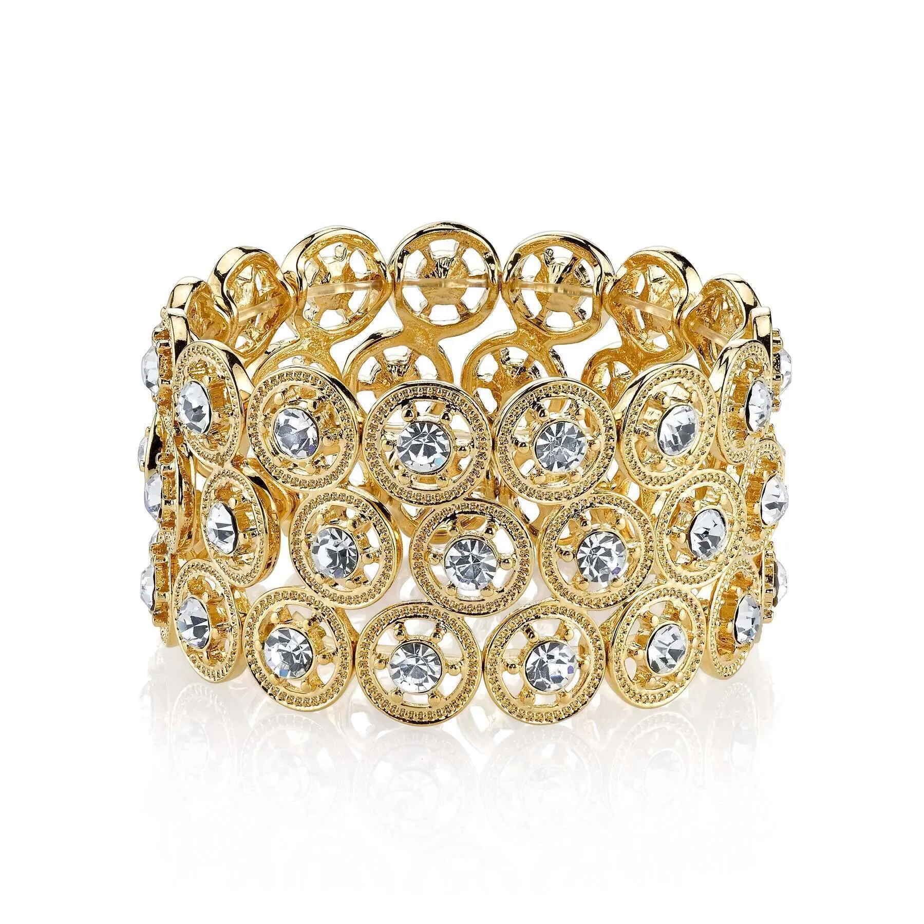 2028 Jewelry Round Spoked Crystal Stretch Bracelet 1928 Jewelry