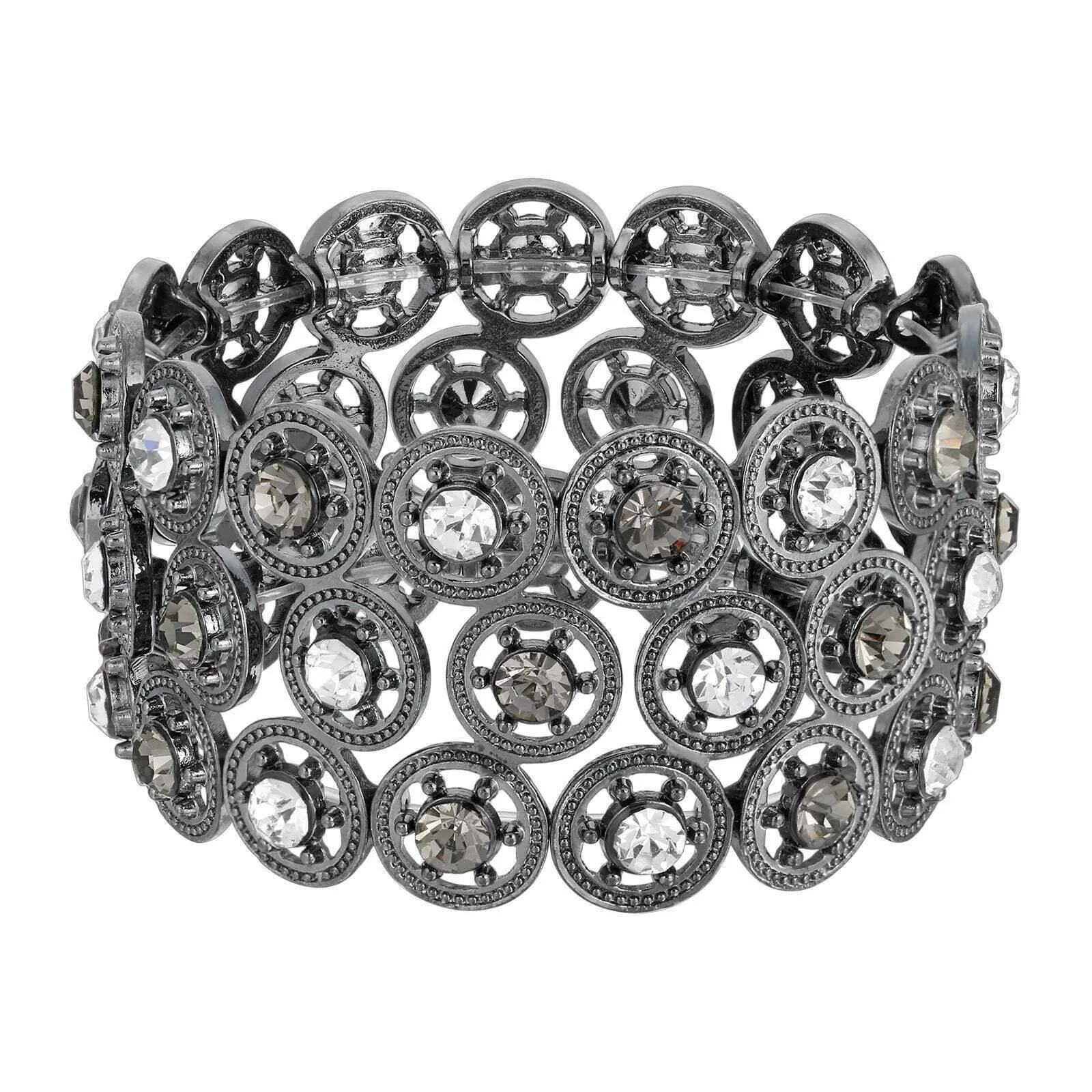 2028 Jewelry Round Spoked Crystal Stretch Bracelet 1928 Jewelry