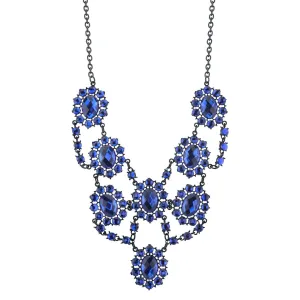 2028 Jewelry Sapphire Blue Faceted Statement Bib Necklace 16"   3" Extender 1928 Jewelry