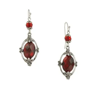 2028 Jewelry Siam Red Oval Drop Earrings 1928 Jewelry