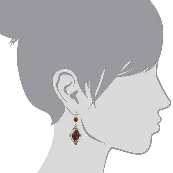 2028 Jewelry Siam Red Oval Drop Earrings 1928 Jewelry