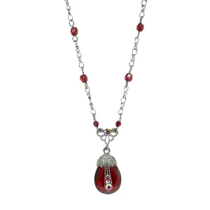 2028 Jewelry Siam Red Teardrop Pendant AB Crystal Accent Red Beaded Black Chain Necklace 16"   3" Extender 1928 Jewelry