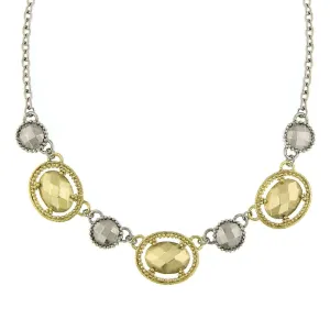 2028 Jewelry Silver And Faceted Oval Collar Necklace 16"   3" Extender 1928 Jewelry