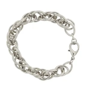 2028 Jewelry Silver Big Link Knurled Curb Bracelet 1928 Jewelry