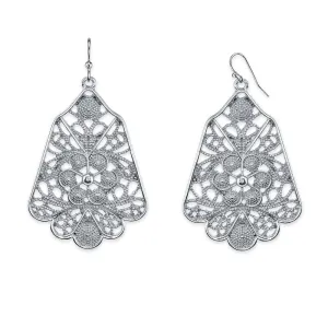 2028 Jewelry Silver Ornate Filigree Statement Drop Earrings 1928 Jewelry