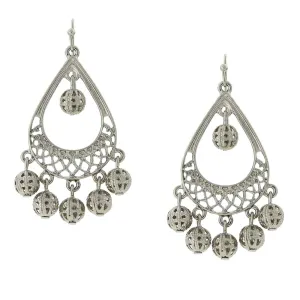 2028 Jewelry Silver Round Filigree Puff Ball Drops Teardrop Earrings 1928 Jewelry