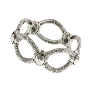 2028 Jewelry Simulated Marcasite Stone Textured Stretch Bracelet 1928 Jewelry