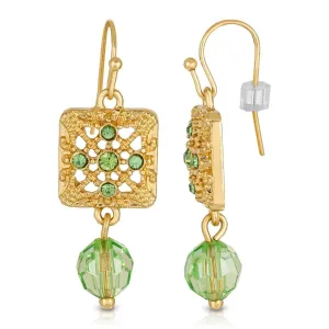 2028 Jewelry Square Green Crystal Filigree Drop Bead Earrings 1928 Jewelry