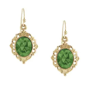 2028 Jewelry Textured Frame Multifaceted Oval Stone Drop Earrings 1928 Jewelry