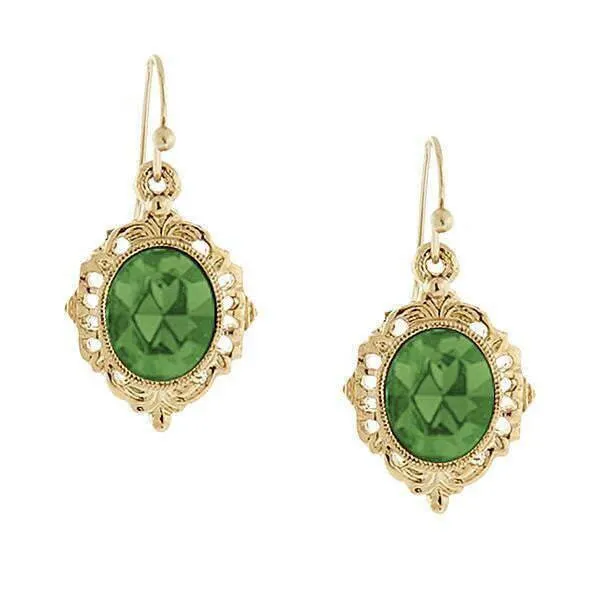 2028 Jewelry Textured Frame Multifaceted Oval Stone Drop Earrings 1928 Jewelry