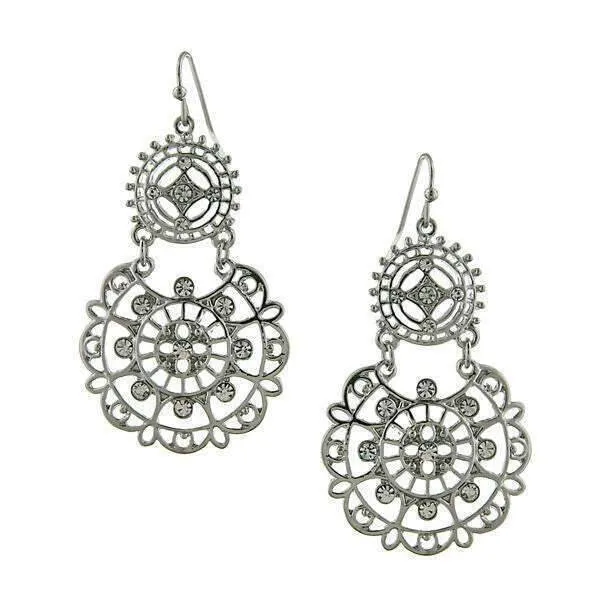 2028 Jewelry Tibetan Inspired Filigree Crystal Drop Earrings 1928 Jewelry