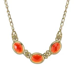 2028 Jewelry Triple Oval Faceted Stone Collar Necklace 16"   3" Extender 1928 Jewelry
