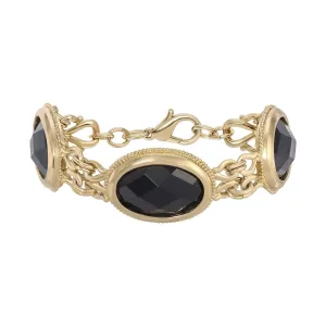2028 Jewelry Triple Oval Faceted Stone Double Link Bracelet 1928 Jewelry