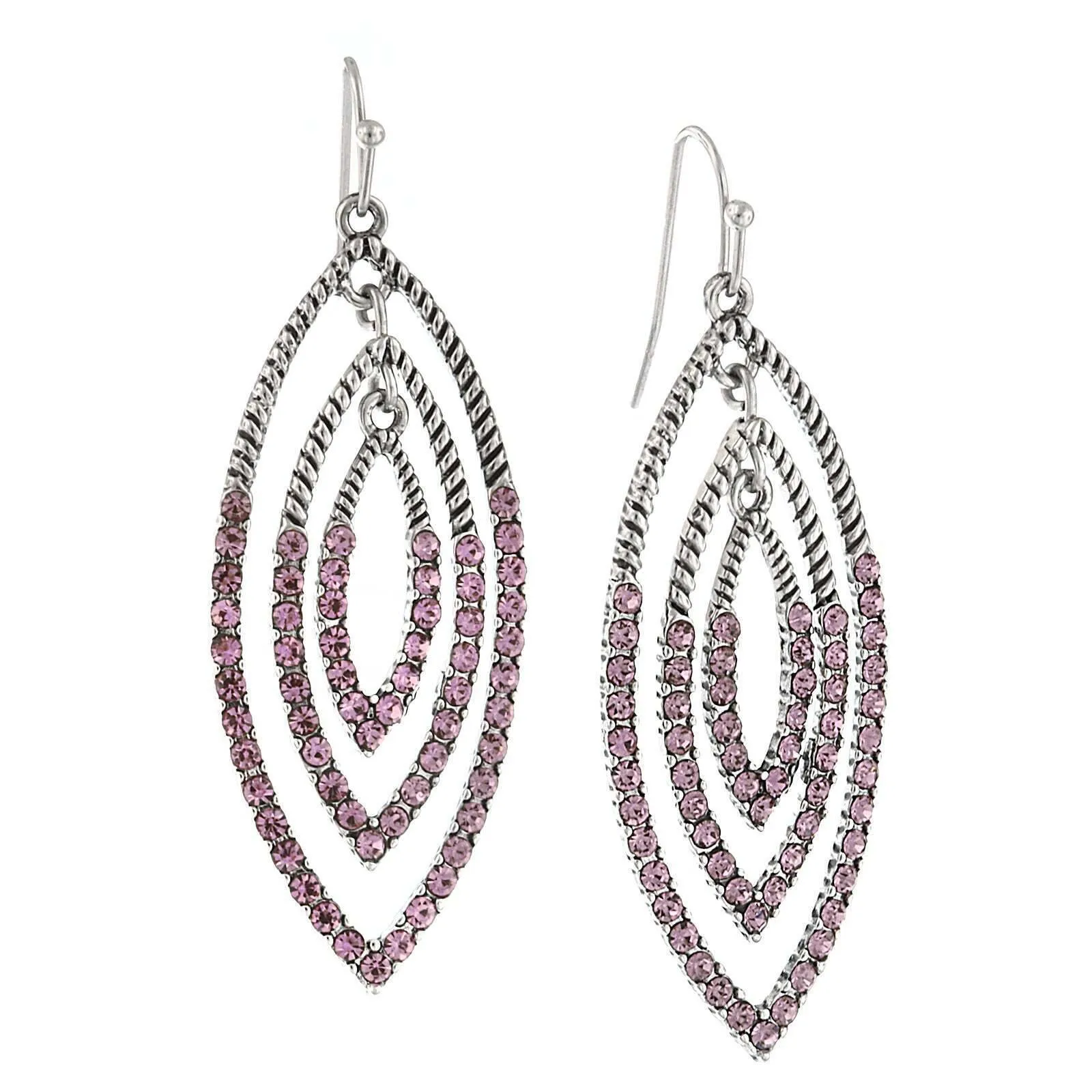2028 Jewelry Triple Oval Layered Crystal Drop Earrings 1928 Jewelry