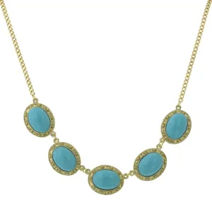 2028 Jewelry Turquoise Color Five Oval Stone Necklace 16"   3" Extender 1928 Jewelry