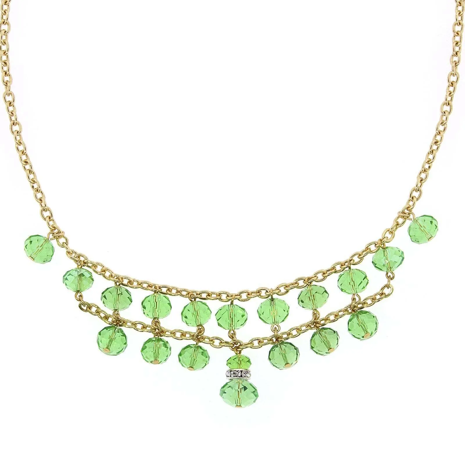 2028 Jewelry Two Row Lux Cut Beaded Drop Necklace 16"   3" Extender 1928 Jewelry