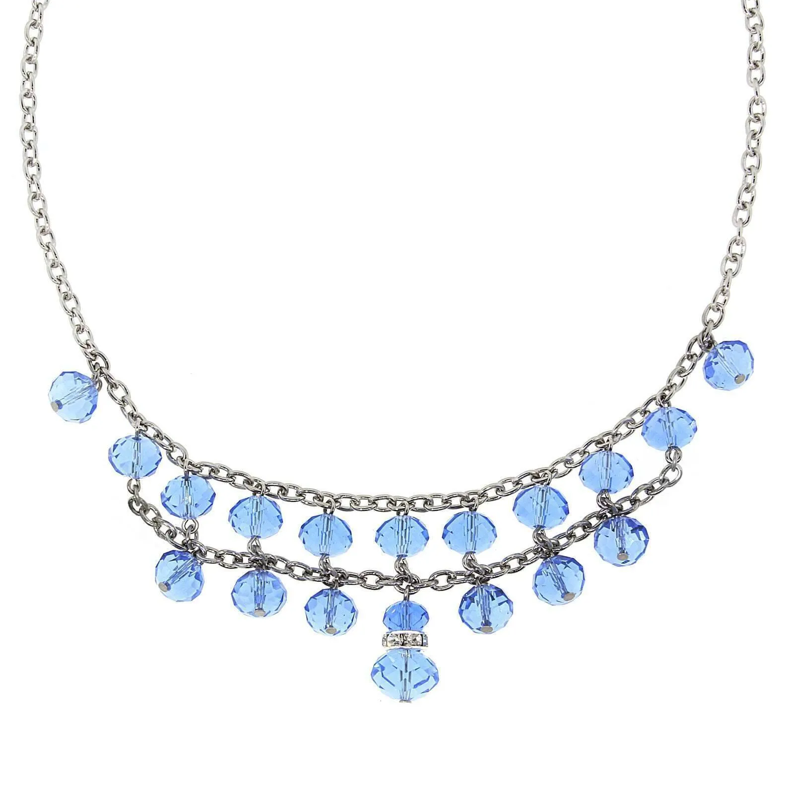 2028 Jewelry Two Row Lux Cut Beaded Drop Necklace 16"   3" Extender 1928 Jewelry