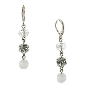 2028 Jewelry White Cats Eye Crystal Fireball Drop Earrings 1928 Jewelry