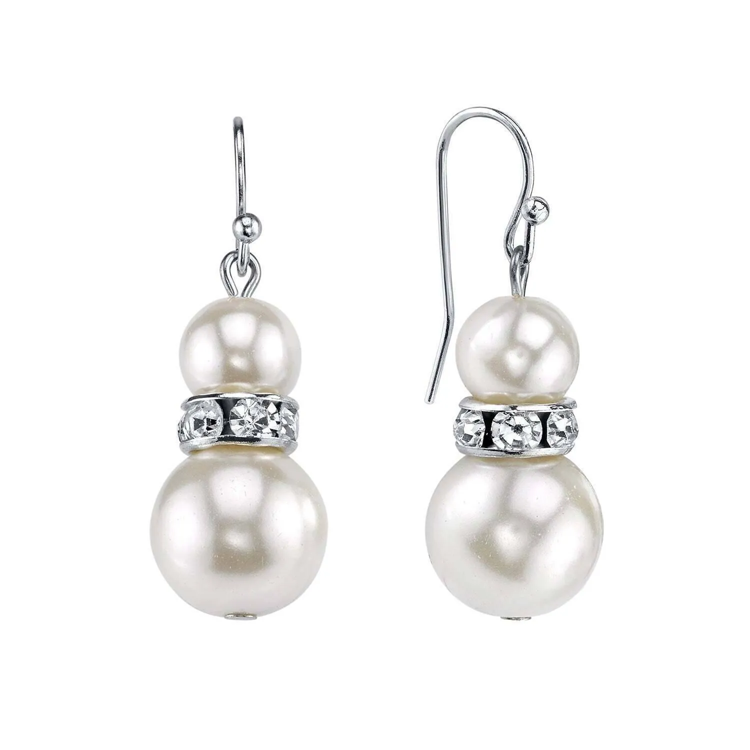 2028 Jewelry White Double Drop Faux Pearl Earrings 1928 Jewelry